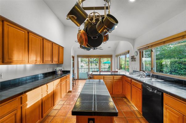 Interior, Kitchen, Recessed Lighting, Tile Countertops