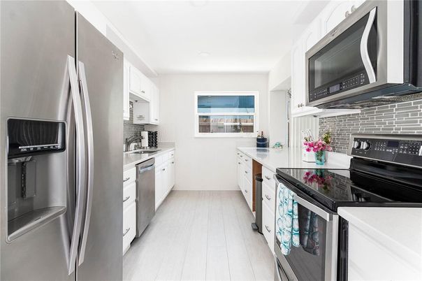 Interior, Kitchen, Stainless Steel Appliances, Wood Texture Flooring