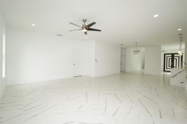 Empty room, Interior, Marble, Pendant Lights, Recessed Lighting