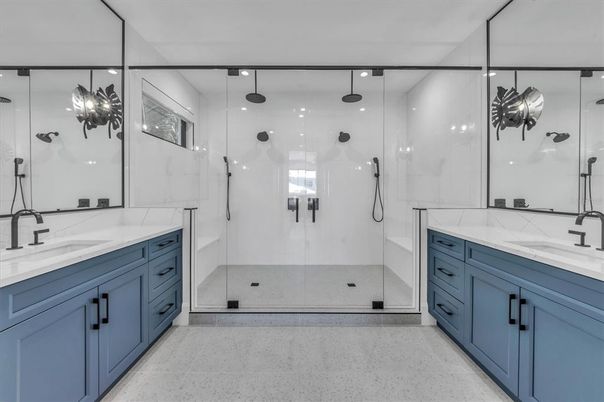 Bathroom, Dual Sink Vanities, Glass Shower, Interior