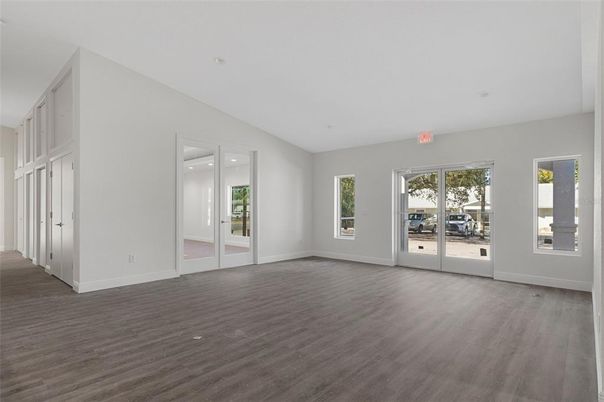 Empty room, Interior, Recessed Lighting, Wood Texture Flooring