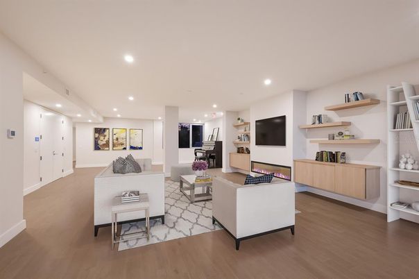 Interior, Living room, Recessed Lighting, Wood Texture Flooring