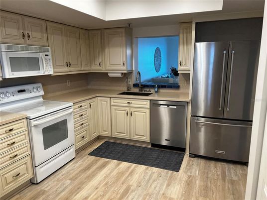 Interior, Kitchen, Stainless Steel Appliances, Wood Texture Flooring