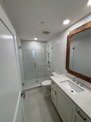 Bathroom, Dual Sink Vanities, Glass Shower, Interior, Recessed Lighting
