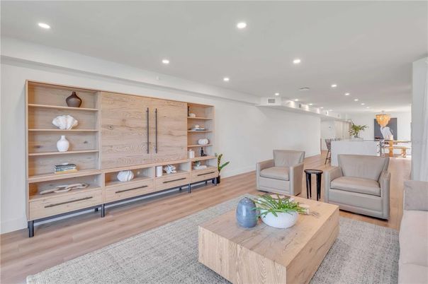Interior, Living room, Recessed Lighting, Wood Texture Flooring