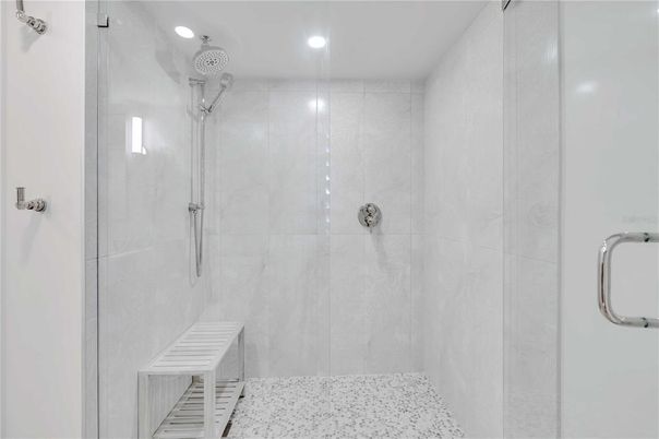 Bathroom, Glass Shower, Interior, Recessed Lighting