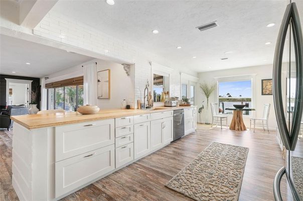 Interior, Kitchen, Recessed Lighting, Wood Texture Flooring
