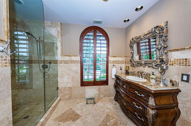 Bathroom, Glass Shower, Interior, Recessed Lighting