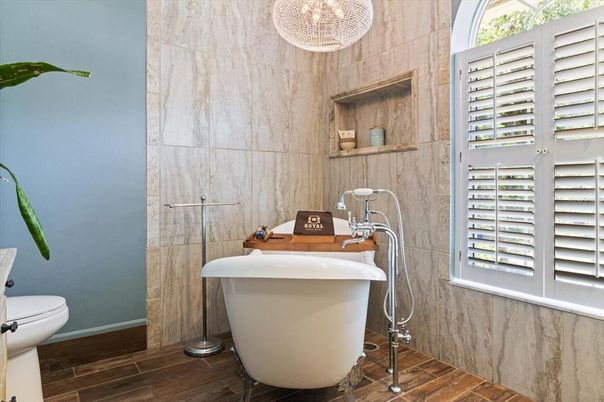 Bathroom, Free Standing Baths, Interior, Wood Texture Flooring