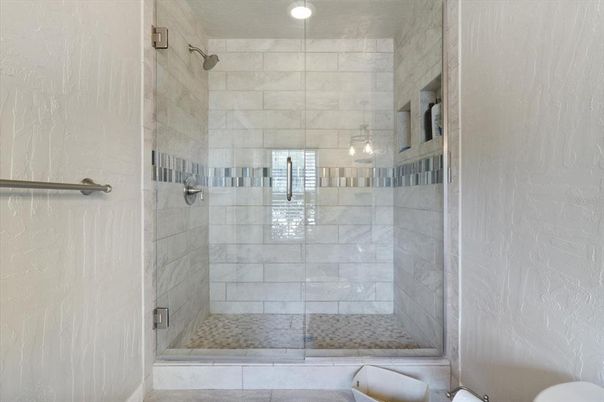 Bathroom, Glass Shower, Interior, Pendant Lights