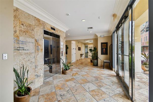 Elevator, Interior, Recessed Lighting, Stone Walls