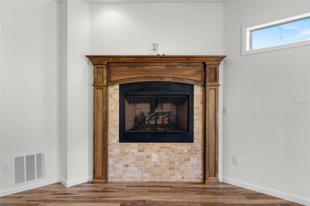 Fireplace, Interior, Wood Texture Flooring