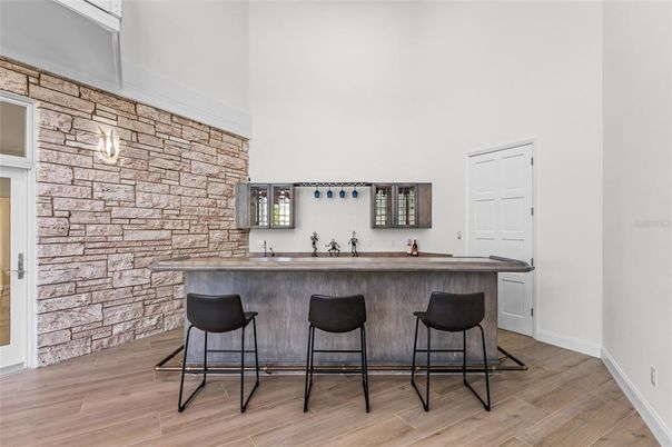 Interior, Stone Walls, Wood Texture Flooring