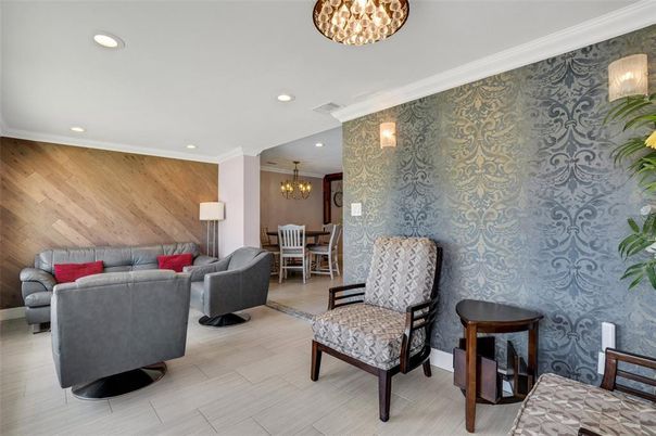 Chandelier, Dining room, Interior, Living room, Recessed Lighting, Wood Texture Flooring