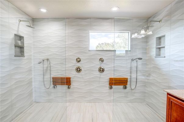 Bathroom, Glass Shower, Interior, Recessed Lighting