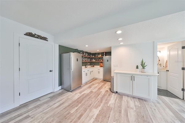 Interior, Kitchen, Recessed Lighting, Wood Texture Flooring
