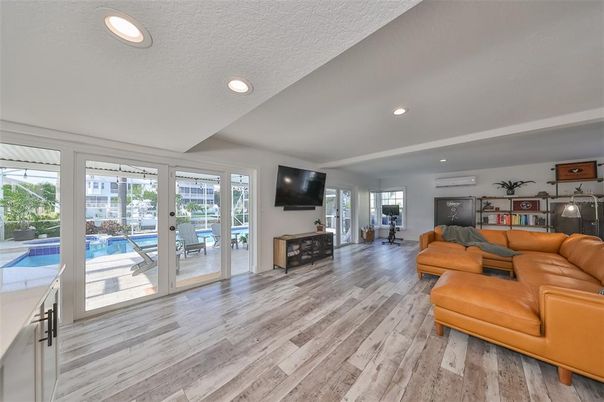 Interior, Living room, Recessed Lighting, Wood Texture Flooring