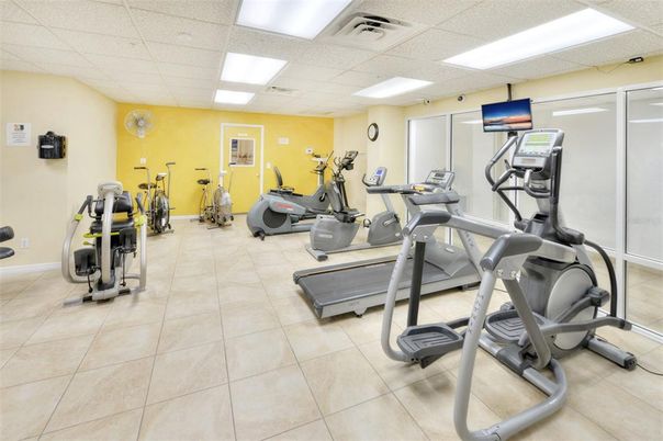 Fitness Equipment, Gym, Interior, Recessed Lighting