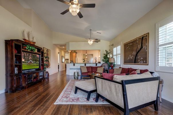 Dining room, Interior, Kitchen, Living room, Pendant Lights, Recessed Lighting, Wood Texture Flooring