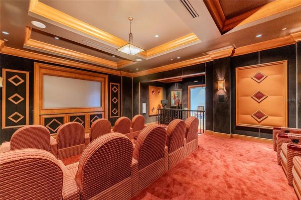 Home Theatre Room, Interior, Pendant Lights, Projection Screen, Recessed Lighting, Theatre Room