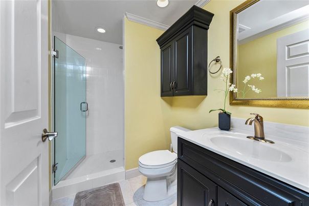 Bathroom, Glass Shower, Interior, Recessed Lighting