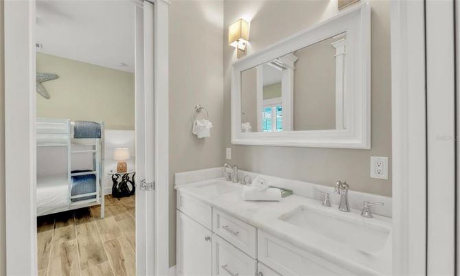 Bathroom, Dual Sink Vanities, Interior, Wood Texture Flooring