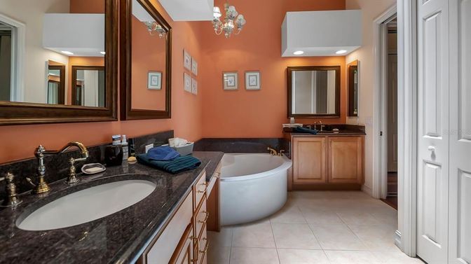 Bathroom, Dual Sink Vanities, Free Standing Baths, Interior, Recessed Lighting