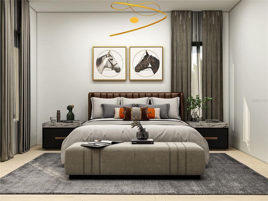 Bedroom, Interior, Pendant Lights