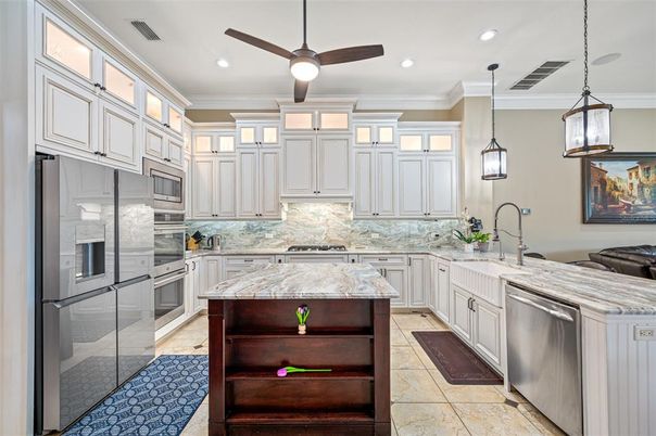 Interior, Kitchen, Pendant Lights, Recessed Lighting, Stainless Steel Appliances