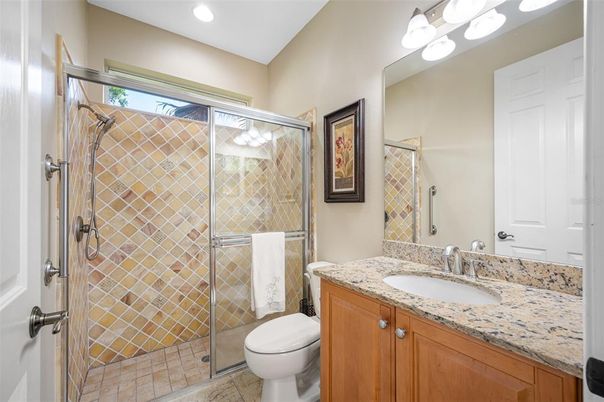 Bathroom, Glass Shower, Interior, Recessed Lighting