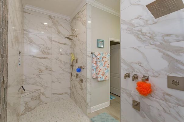 Bathroom, Glass Shower, Interior, Marble Walls