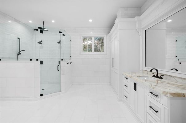 Bathroom, Glass Shower, Interior, Recessed Lighting
