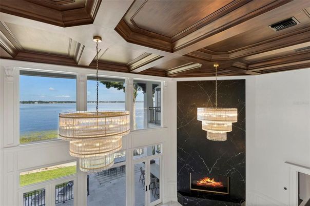 Chandelier, Fireplace, Interior, Water