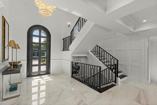 Chandelier, Interior, Marble, Recessed Lighting
