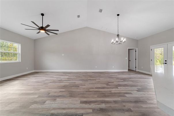 Chandelier, Empty room, Interior, Wood Texture Flooring
