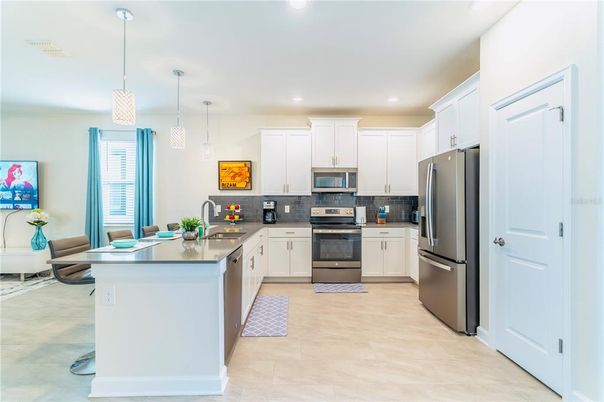 Interior, Kitchen, Pendant Lights, Recessed Lighting, Stainless Steel Appliances