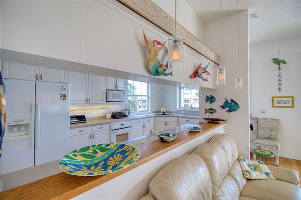 Interior, Kitchen, Living room, Pendant Lights, Stainless Steel Appliances, Wood Texture Flooring