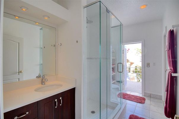Bathroom, Glass Shower, Interior, Recessed Lighting