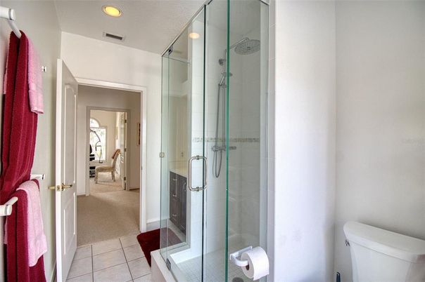 Bathroom, Glass Shower, Interior, Recessed Lighting