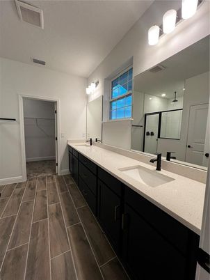 Bathroom, Dual Sink Vanities, Interior, Wood Texture Flooring