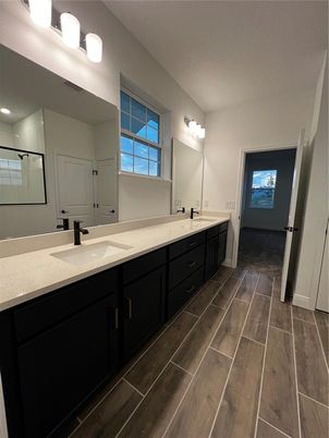 Bathroom, Dual Sink Vanities, Interior, Wood Texture Flooring