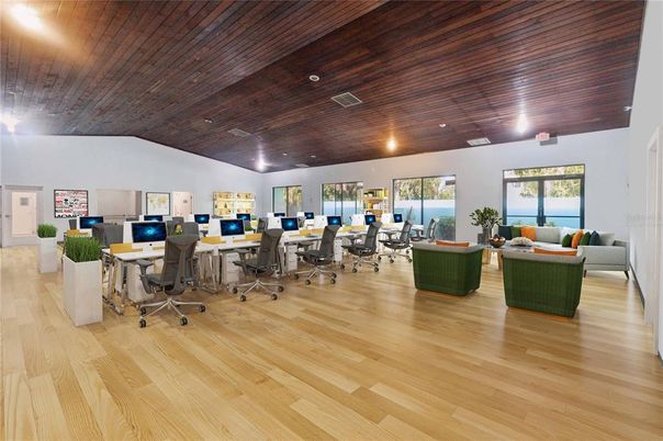 Home Office, Interior, Living room, Recessed Lighting, Wooden Ceilings, Wood Texture Flooring