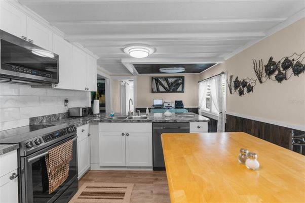 Interior, Kitchen, Stainless Steel Appliances, Wood Texture Flooring