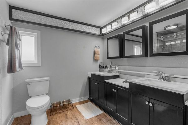 Bathroom, Dual Sink Vanities, Interior, Wood Texture Flooring