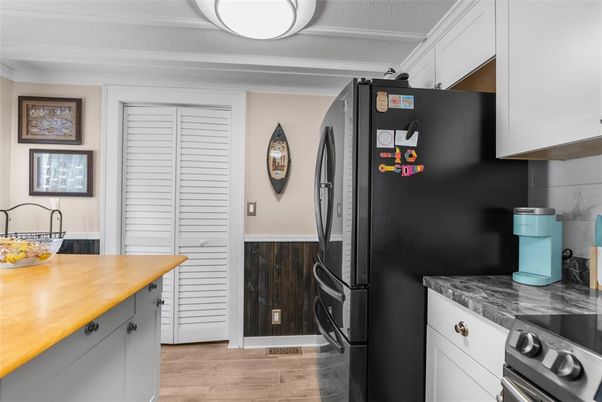 Interior, Kitchen, Stainless Steel Appliances, Wood Texture Flooring