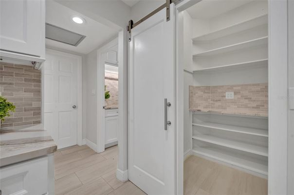 Interior, Recessed Lighting, Stone Walls, Wood Texture Flooring