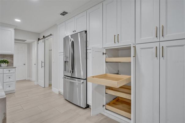 Interior, Kitchen, Recessed Lighting, Wood Texture Flooring