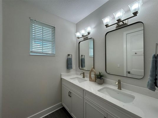 Bathroom, Dual Sink Vanities, Interior, Wood Texture Flooring