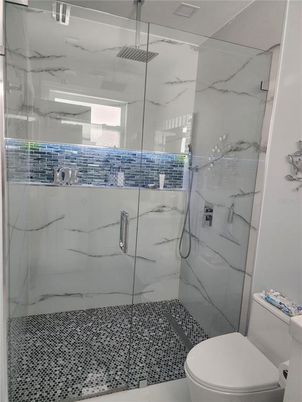 Bathroom, Glass Shower, Interior, Marble Walls
