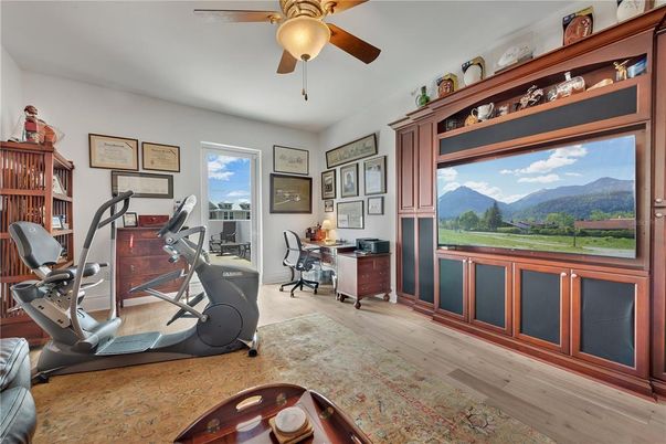 Fitness Equipment, Home Office, Interior, Wood Texture Flooring